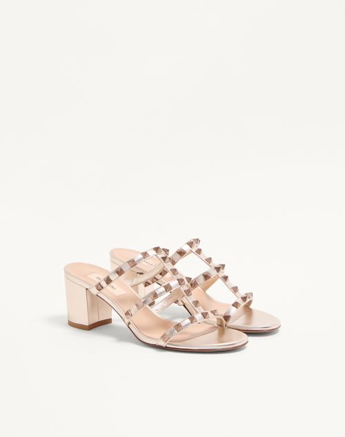 Valentino Garavani - Rockstud Metallic Calfskin Leather Slide Sandal 60 Mm - Skin - Woman - Sandals